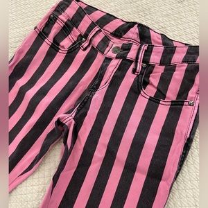 Vintage Pink and Distressed black striped low rise pants Tripp NYC